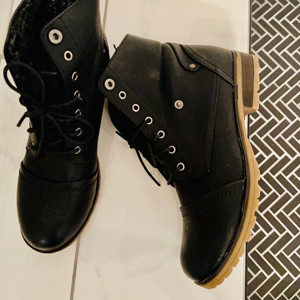 Black ankle combat booties size 10 run small